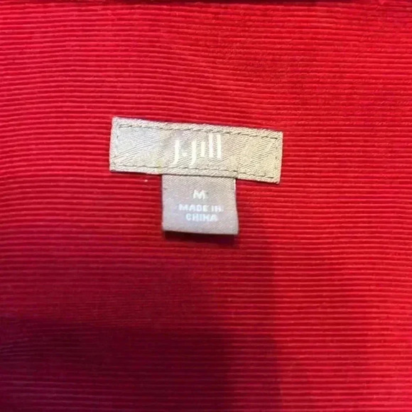 J.Jill Red corduroy long-sleeve popover button-up collared shirt Women’s Size M - Picture 5 of 7